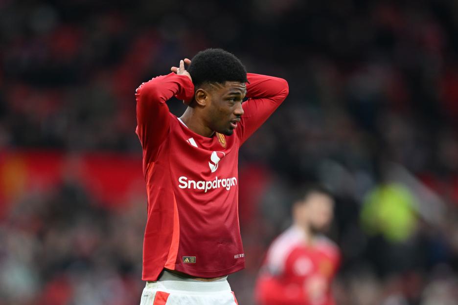 Amad Diallo of Manchester United looking dejected during a match.