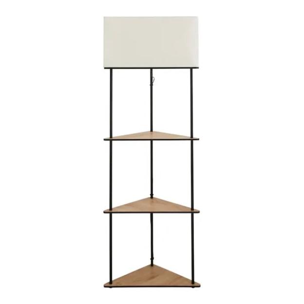 Corner floor lamp with three shelves.