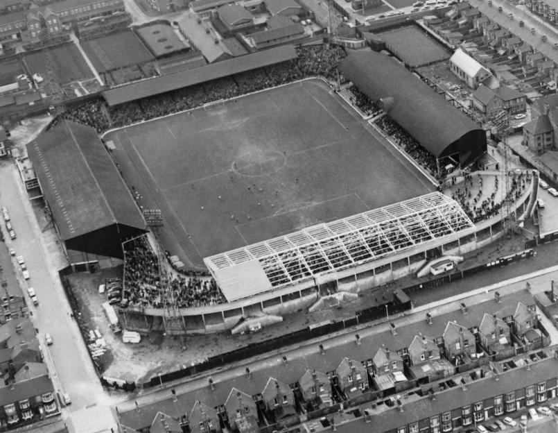 Aerial view of Ayresome Park stadium.