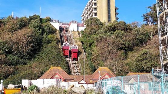 Folkestone Lift cliff railway undergoing restoration.