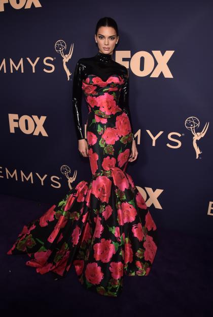 Kendall Jenner at the 71st Emmy Awards in a floral gown.