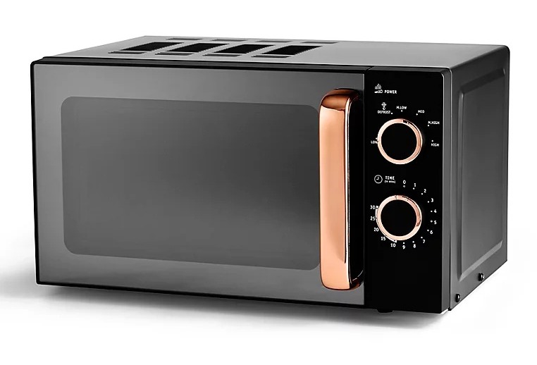 Black and rose gold microwave.