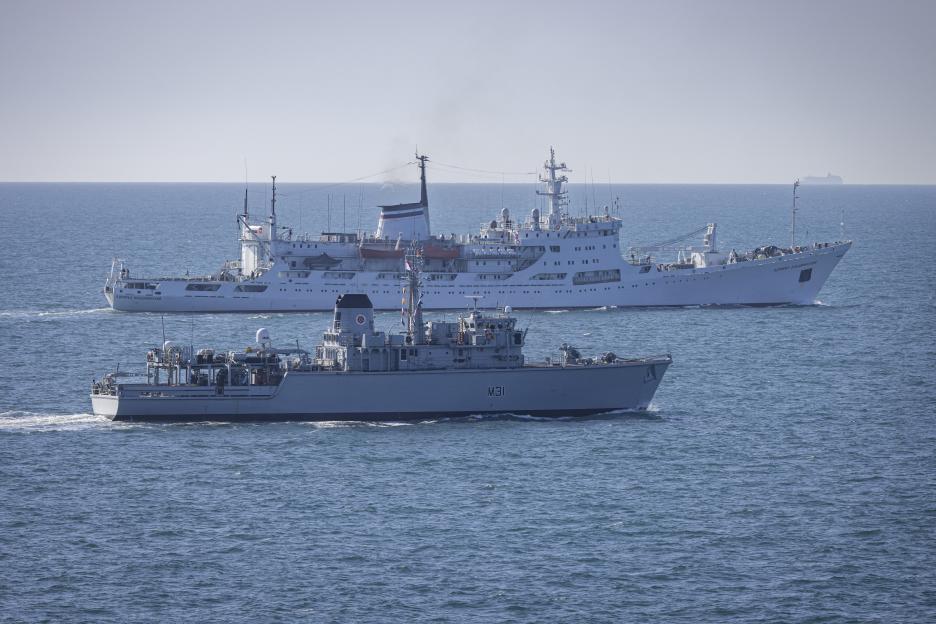 Russian ‘spy ship’ & beach invasion boat sail through Channel as Royal Navy deployed to ‘keep watch’ on Putin’s fleet