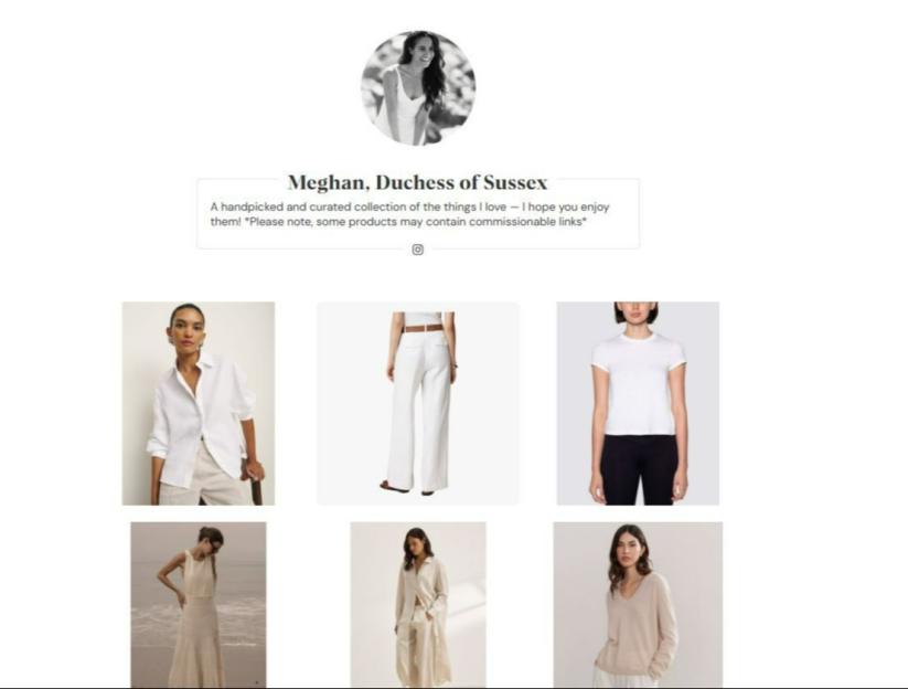 Collage of Meghan Markle's curated clothing collection.