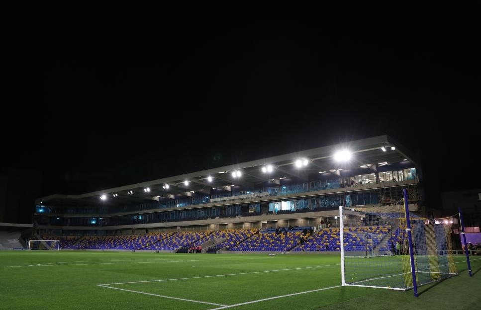 AFC Wimbledon's new stadium at Plough Lane before a match.