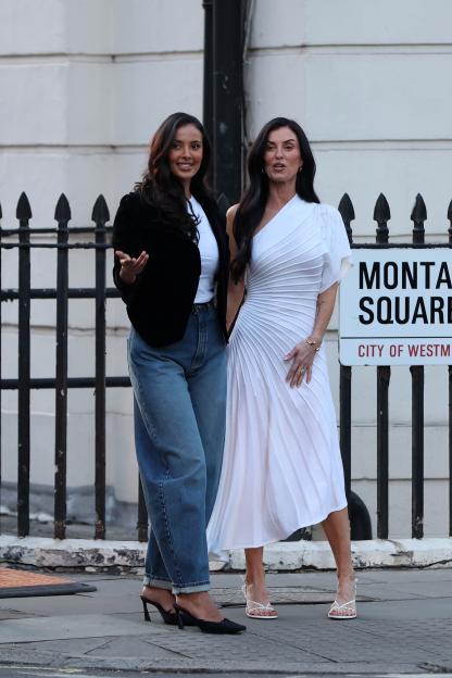 Maya Jama and her mother, Sadie, filming a brand campaign in London.