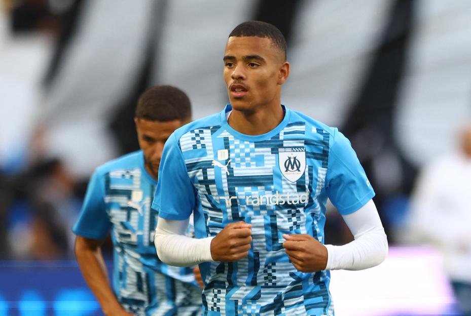 Mason Greenwood warming up for Olympique de Marseille.