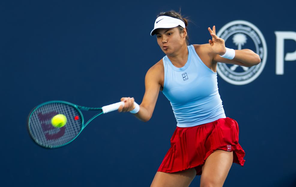 Emma Raducanu playing tennis.