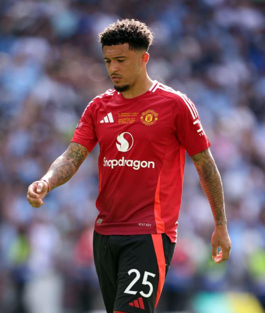 Jadon Sancho (#25) of Manchester United at Wembley Stadium.