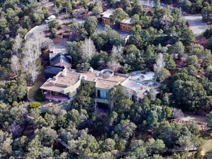 Aerial view of Gene Hackman's Santa Fe, NM home.