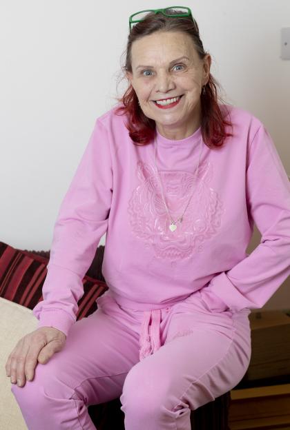 Jackiey Budden, Jade Goody's mother, sitting at home ten years after her daughter's death.