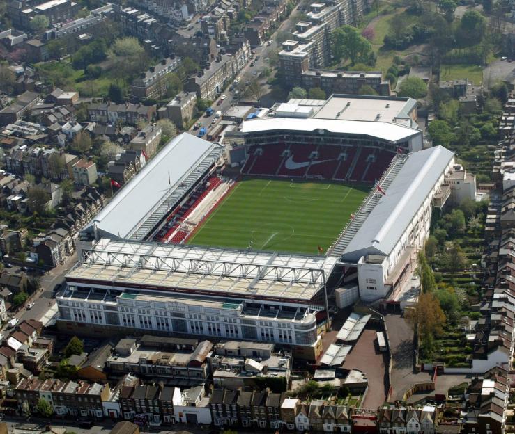 Aerial view of Highbury Stadium.