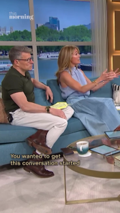 Screenshot of a television interview.