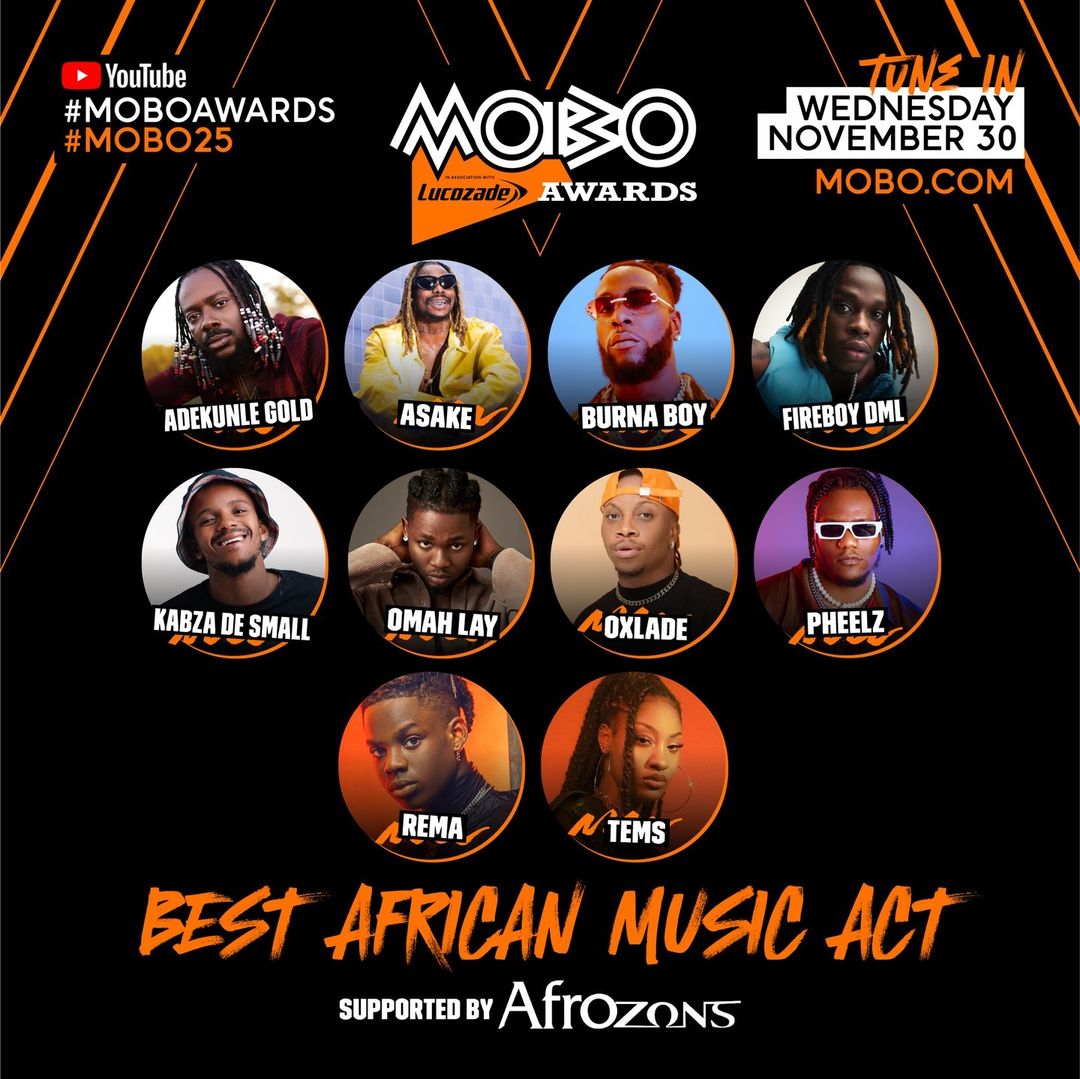 Asake, Tems, Burna Boy & Rema Among Nominees for 2022 MOBO Awards