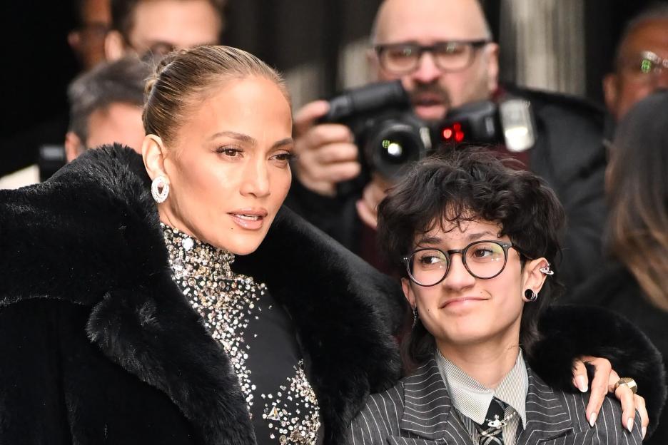 Jennifer Lopez and rarely seen kid Emme co-ordinate outfits at Broadway opening night in New York