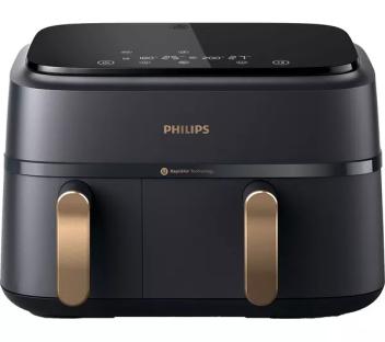 Philips 3000 Series dual-basket air fryer with RapidAir Technology.