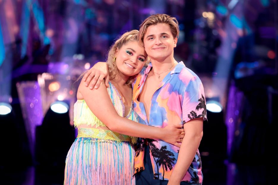 Tilly Ramsay and Nikita Kuzmin embracing on Strictly Come Dancing.