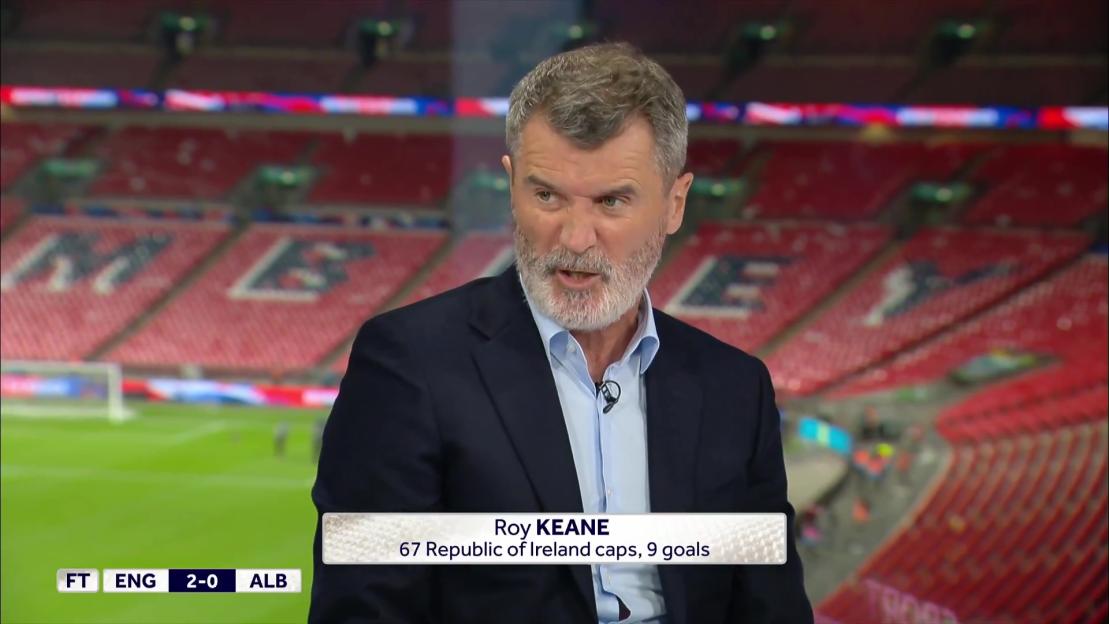 Roy Keane giving a post-match interview.