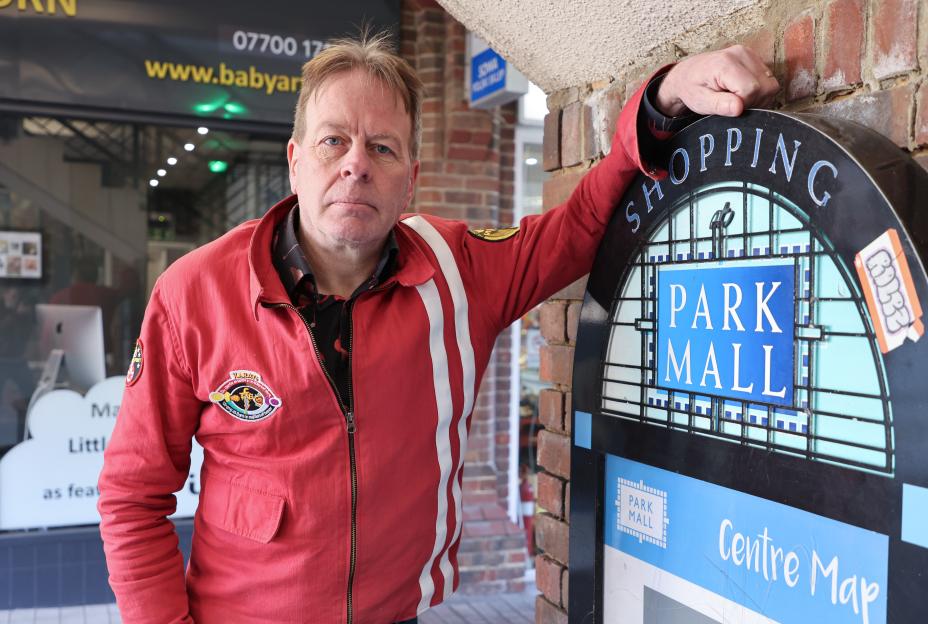 Shop owner at Park Mall in Ashford, Kent.