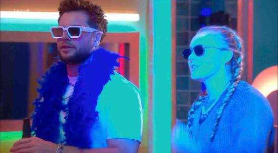 Chris Hughes and JoJo Siwa at karaoke.