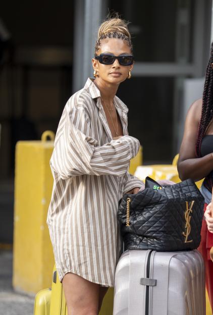 Alesha Dixon at an airport in Jamaica.