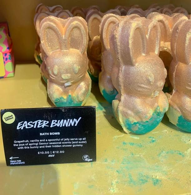 Lush Easter Bunny bath bombs.