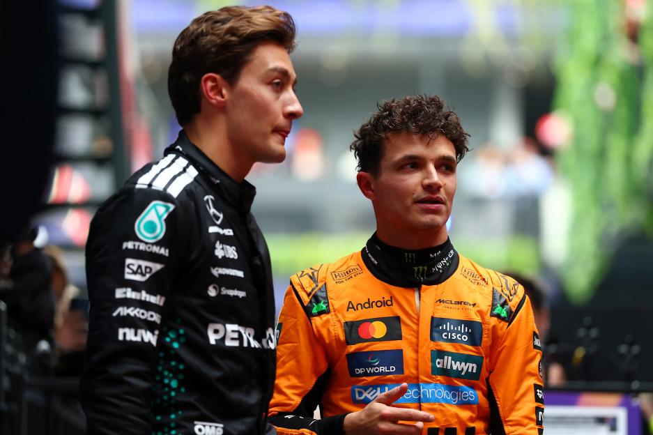 ‘I’m reporting you to HR’ – George Russell forced to apologise to F1 rival Lando Norris after ‘disgusting’ prank