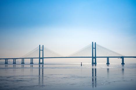 The Prince of Wales Bridge spanning the Severn Estuary.