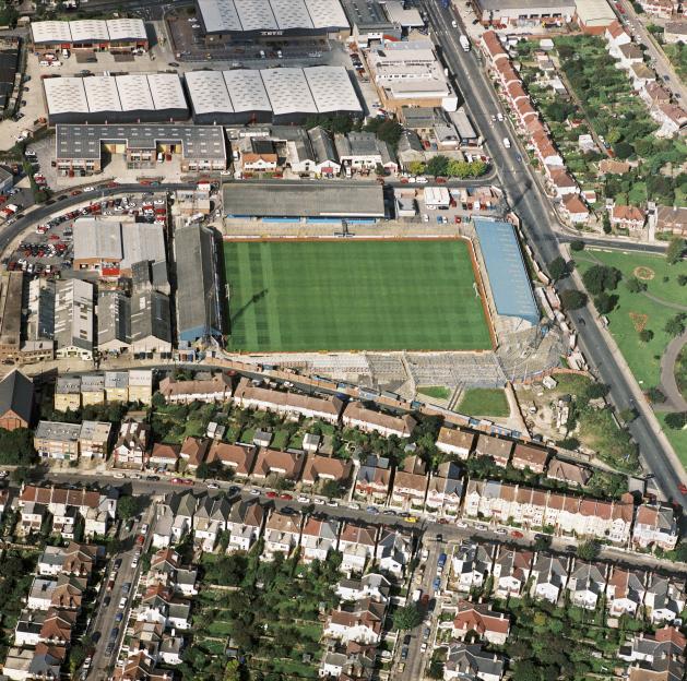 Aerial view of Goldstone Ground, Brighton, before its redevelopment.