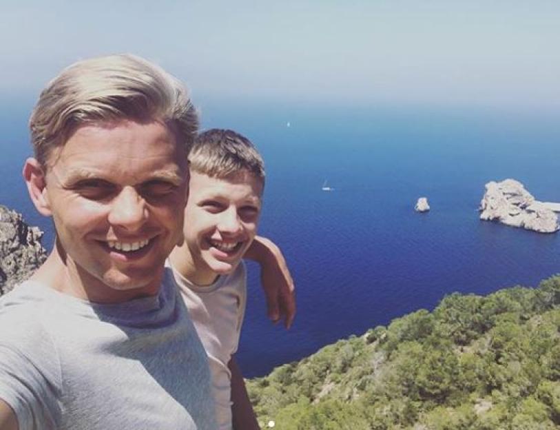 Jeff Brazier and his son Freddie on holiday.