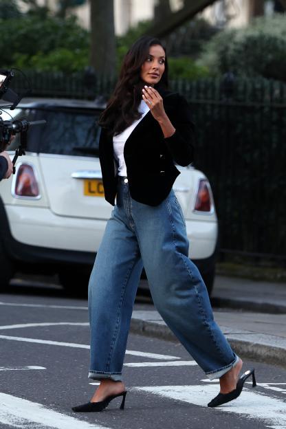 Maya Jama filming a brand campaign in London.