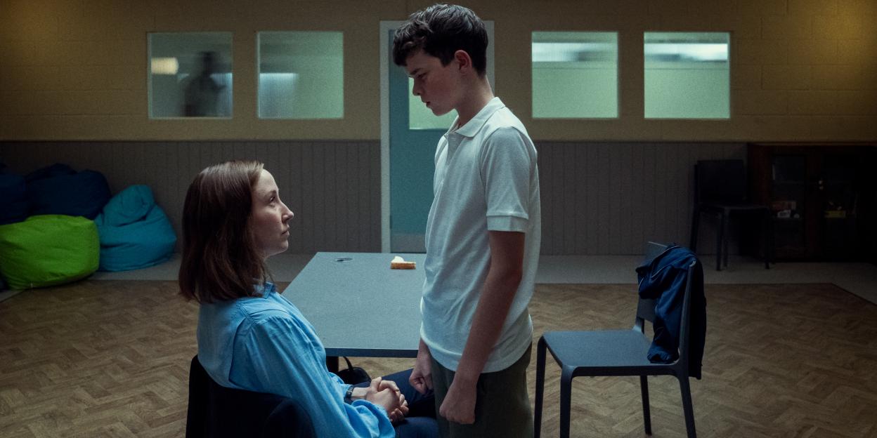 Erin Doherty and Owen Cooper in a scene from Adolescence.