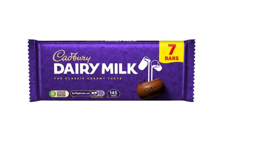 Cadbury Dairy Milk 7-bar chocolate pack.