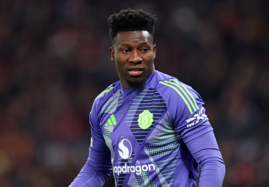 Andre Onana of Manchester United during a soccer match.