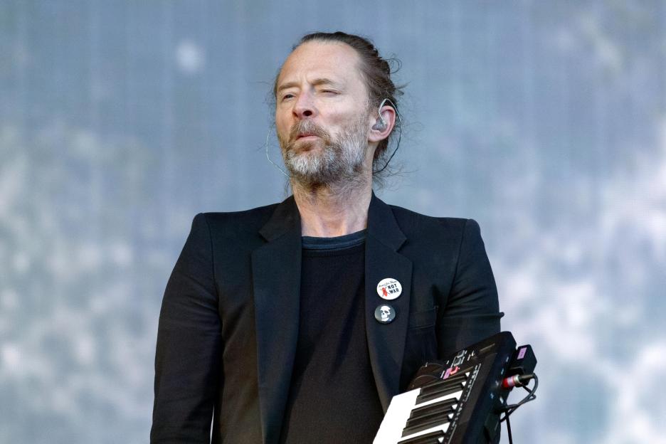 Thom Yorke of Radiohead performing live.