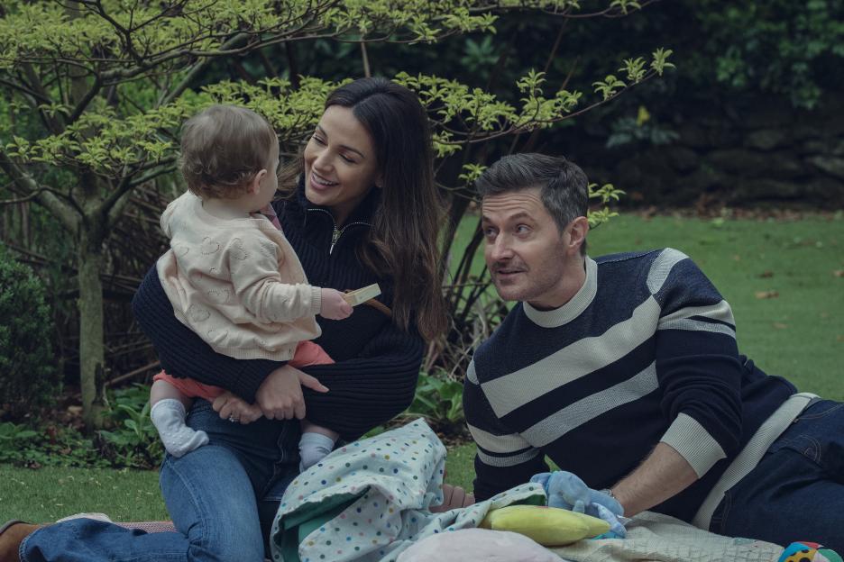 Michelle Keegan and Richard Armitage with a baby in Fool Me Once.