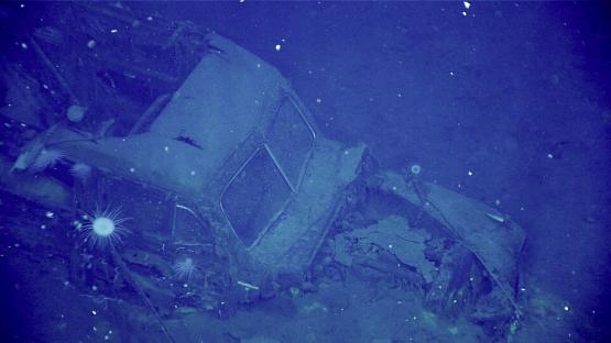 Shipwreck explorers find iconic rare CAR while scouring sunken WW2 aircraft carrier – and can even read unique reg plate