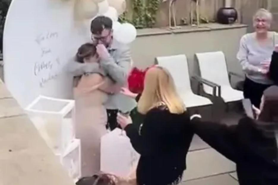 Cringe moment gran-to-be forgets it ISN’T her gender reveal & gets yanked out of celebrations by party guest