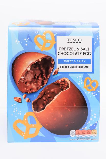 Tesco Pretzel & Salt Chocolate Egg box.