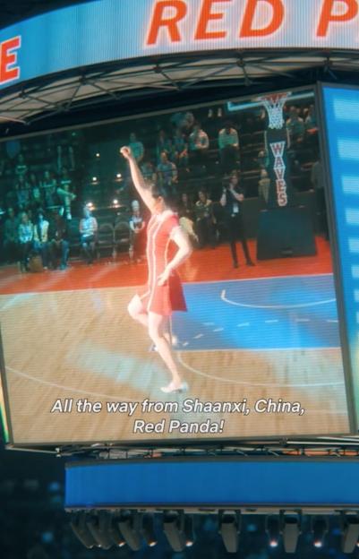 Jumbotron screen showing Red Panda performing.