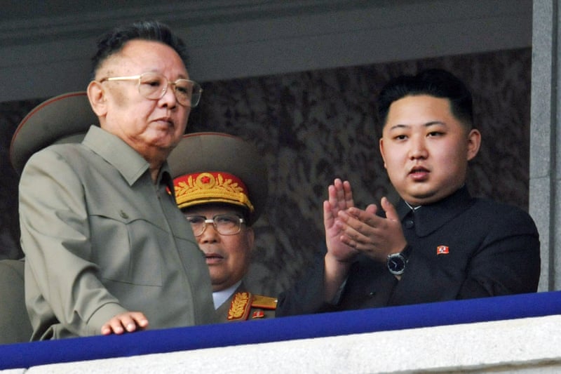 Then North Korean leader Kim Jong-il with his son Kim Jong-un in 2010