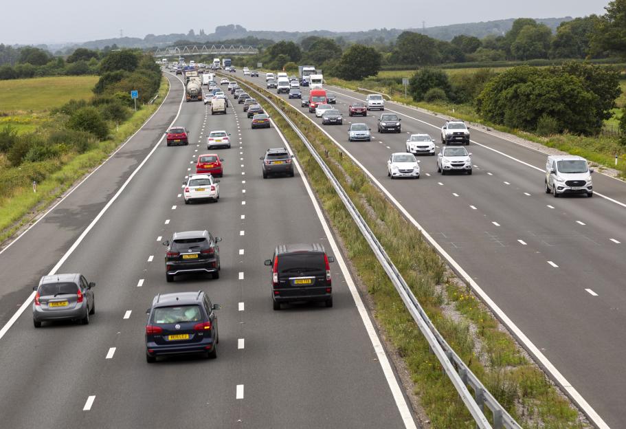 Traffic on the M4 motorway.