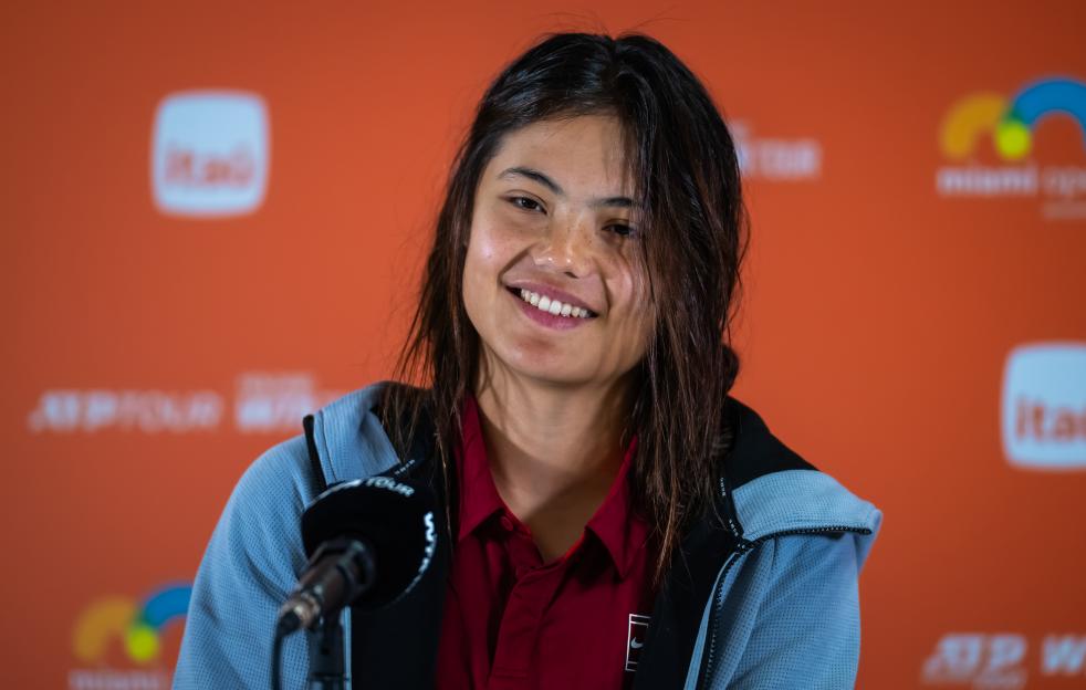 Emma Raducanu of Great Britain at a press conference.