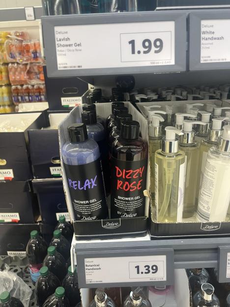 Deluxe shower gel and handwash on display.