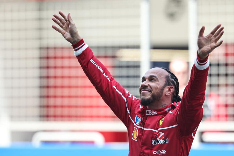 Lewis Hamilton celebrating a Sprint win.