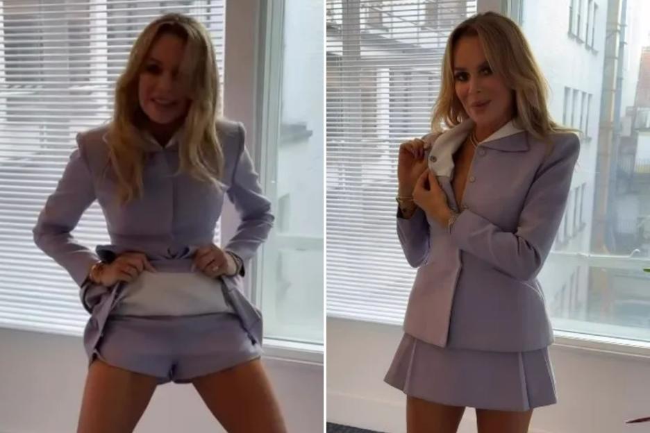 Amanda Holden FLASHES fans in hilarious video showing off outfit of the day and her tanned legs