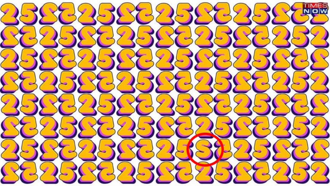 Optical illusion: Find the lone "S" among the number "25"s.