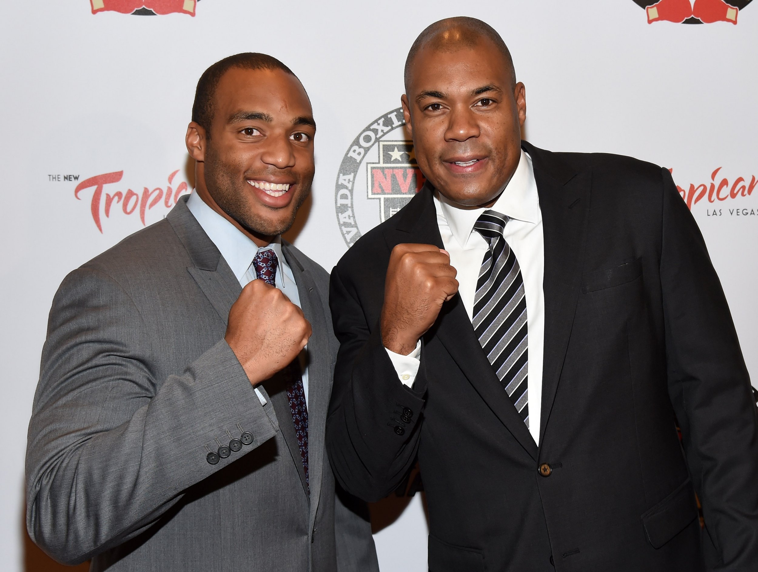 George Foreman's sons, George Foreman IV and George Foreman Jr., at the Nevada Boxing Hall of Fame induction ceremony.