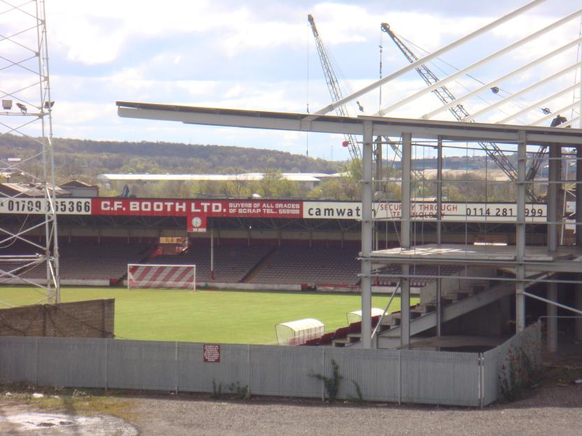 Rotherham's old stadium under demolition.