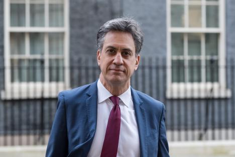 Ed Miliband leaving 10 Downing Street after a cabinet meeting.